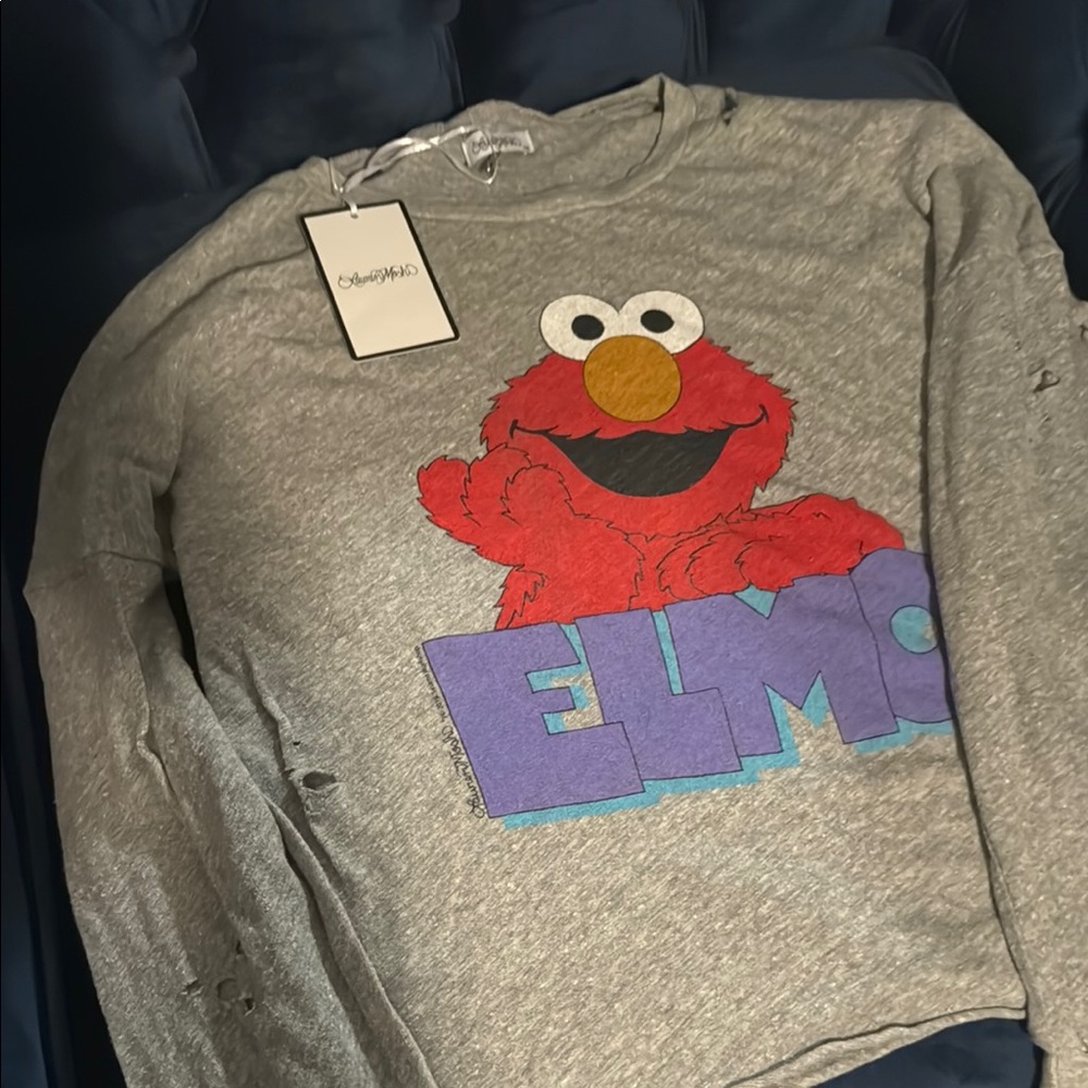 Lauren Moshi Gray and Red Crew Neck Sweater